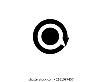 Icono de flecha que muestra la dirección, rotando en un punto, color negro, Indonesia.