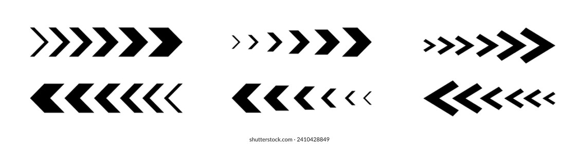  Arrow icon. Sideways arrow icon striped direction sign. Turn right symbol.  Vector 