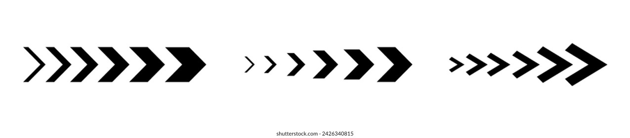  Arrow icon. Sideways arrow icon striped direction sign. Turn right symbol.  Vector 