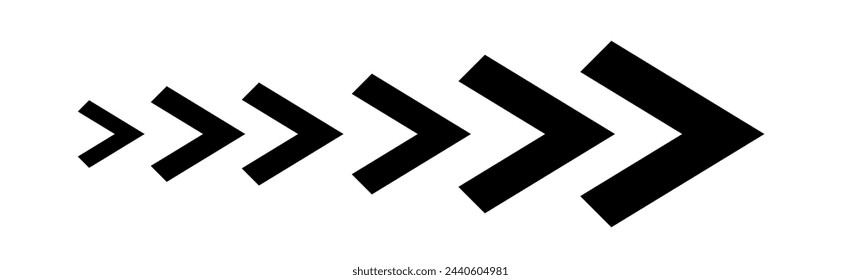  Arrow icon. Sideways arrow icon striped direction sign. Turn right symbol.  Vector 