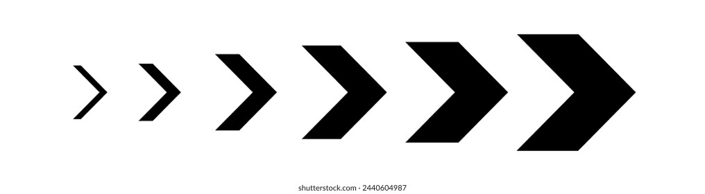  Arrow icon. Sideways arrow icon striped direction sign. Turn right symbol.  Vector 