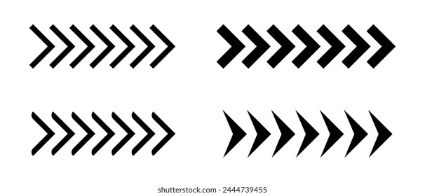  Arrow icon. Sideways arrow icon striped direction sign. Turn right symbol.  Vector 