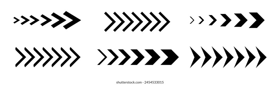  Arrow icon. Sideways arrow icon striped direction sign. Turn right symbol.  Vector 