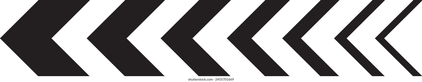 Arrow icon. Sideways arrow icon striped direction sign. Turn left symbol. Vector illustration.