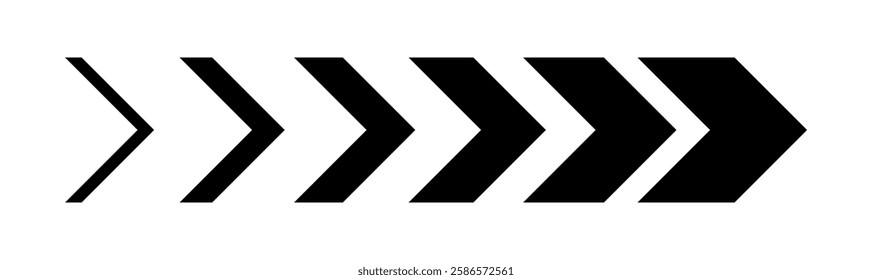 Arrow icon. Sideways arrow icon striped direction sign vector