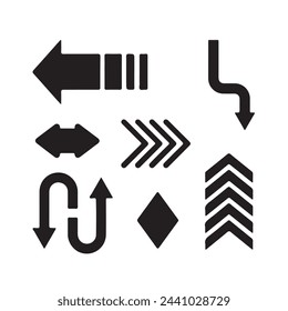 Silueta de icono de flecha. Conjunto de ilustraciones de iconos de vector de flecha.