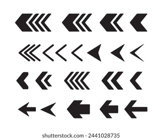Arrow icon silhouette. Arrow vector icon illustration set.