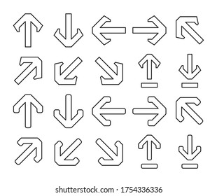 Pfeilsymbol im einfachen Zeilenstil. Pfeile Vektorgrafik mit elegantem Stil und schwarzer Farbe. Schwarzes Symbol einzeln auf weißem Hintergrund. EPS10