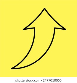 up arrow icon simple, line vector isolated on yellow background. trendy and modern design