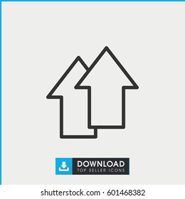 arrow up icon. simple outline arrow up vector icon. on white background.