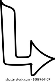 Arrow icon. Style: monochrome black icons, Hand drawing arrow of white background.