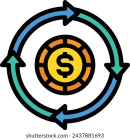Icono de flecha símbolo de imagen vectorial con color para el diseño de elementos