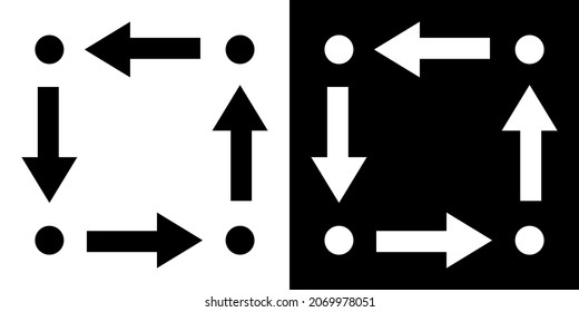 Arrow icon. Arrow symbol. Arrow icon for your project. Arrow pointing to the point. Isolated vector sign symbol. Flat design style. Vector icon on white and black background
