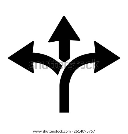 Arrow icon in three directions. Direction Arrow icon. vector illustration of bifurcation road vector icon, Modern and simple three side creative arrows, direction sign. Vector illustration.