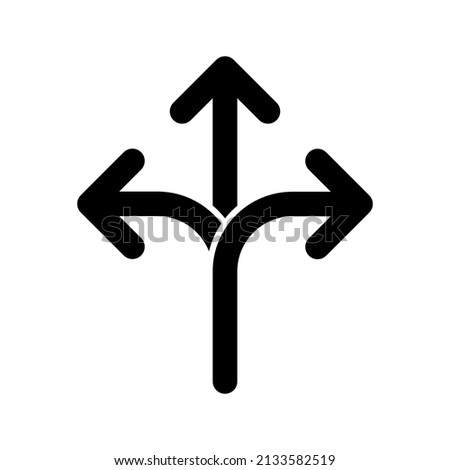 Arrow icon. three-way direction, make a choice, 3 arrows pointing in different directions, simple sign. vector illustration