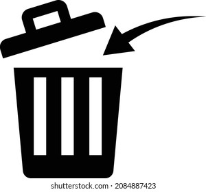 Arrow Icon To Throw Trash And Trash. Flat Vector.