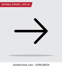 Arrow icon in trendy flat style isolated on grey background. Right symbol for website design, logo, user interface. Editable stroke. Vector illustration. Eps10.