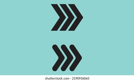 Icono de flecha en estilo plano de moda aislado en fondo azul. Símbolo de flecha para el diseño del sitio web, logotipo, aplicación, interfaz de usuario. Ilustración del vector
