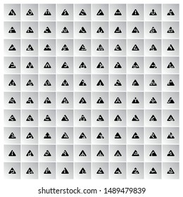 arrow icon in triangle buttons vector set