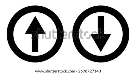 Arrow icon up, downside in circle illustration design vector design.