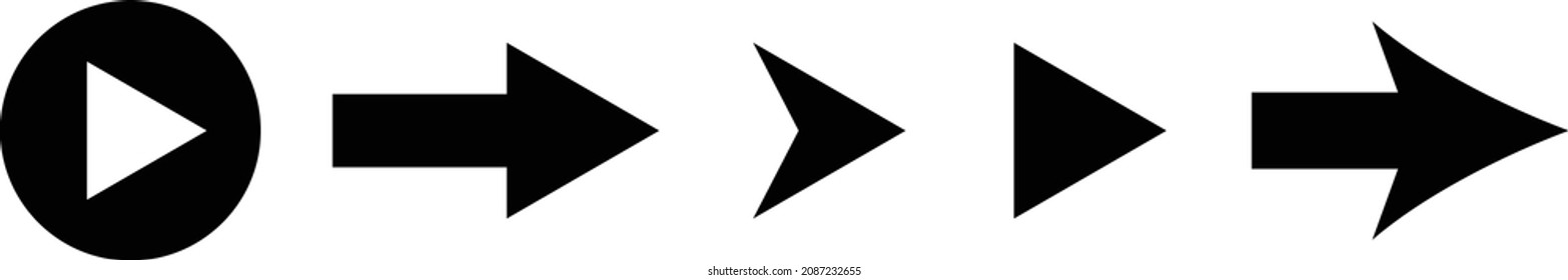 Icono de flecha en varias formas. Vector de dirección.