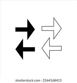 Arrow icon vector collection. Black Arrow icons. Different arrow signs. linear arrow icon pack. up down horizontal, right. left, switch icons suitable for apps and website