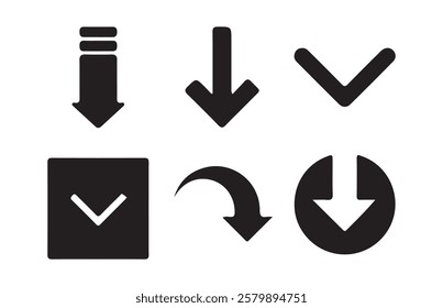 Arrow icon. Arrow vector collection. Arrow. Cursor. Down arrow vector icon set. scroll illustration sign collection. Stock - Vector eps 10