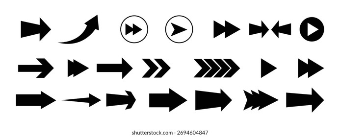Arrow icon. Arrow vector collection. Arrow. Cursor. Vector illustration set of arrows. Set of black arrow icons vector illustration