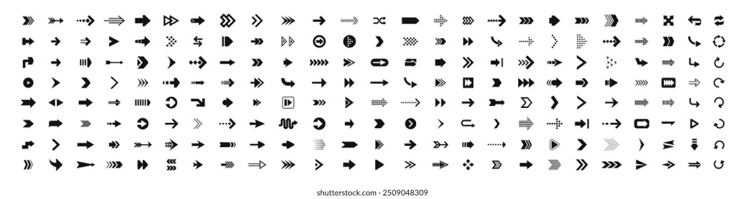  Arrow icon vector collection. Collection different Arrows on flat style for web design or interface. Direction symbols