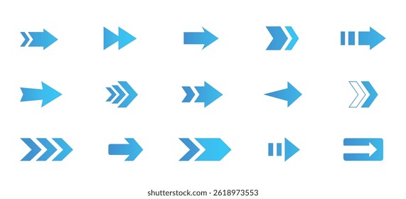 Arrow icon. Arrow vector collection. Set of blue arrows. Modern simple arrows. Vector illustration. 