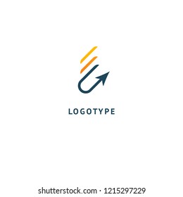 Arrow icon. Vector flat style illustration Abstract business logo template. Logo concept of Progress development, application, Business strategy, Geometric design element, delivery company.