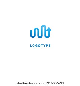 Arrow icon. Vector flat style illustration Abstract business logo template. Logo concept of Internet communications, marketing, Public Relations, technology, express delivery