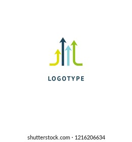 Arrow icon. Vector flat style illustration Abstract business logo template. Logo concept of Internet communications, marketing, Public Relations, technology, express delivery