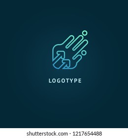 Arrow icon. Vector flat style illustration Abstract business logo template. Logo concept of Progress development, application, Business strategy, Geometric design element, delivery company.