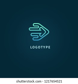 Arrow icon. Vector flat style illustration Abstract business logo template. Logo concept of Progress development, application, Business strategy, Geometric design element, delivery company.