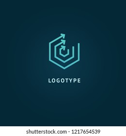 Arrow icon. Vector flat style illustration Abstract business logo template. Logo concept of Progress development, application, Business strategy, Geometric design element, delivery company.