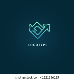 Arrow icon. Vector flat style illustration Abstract business logo template. Logo concept of Progress development, application, Business strategy, Geometric design element, delivery company.