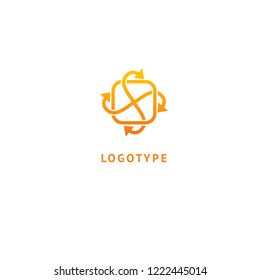 Arrow icon. Vector flat style illustration Abstract business logo template. Logo concept of Internet communications, marketing, Public Relations, technology, express delivery