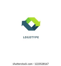 Arrow icon. Vector flat style illustration Abstract business logo template. Logo concept of Internet communications, marketing, Public Relations, technology, express delivery
