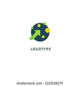 Arrow icon. Vector flat style illustration Abstract business logo template. Logo concept of Internet communications, marketing, Public Relations, technology, express delivery