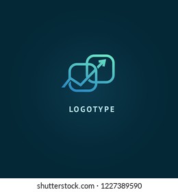 Arrow icon. Vector flat style illustration Abstract business logo template. Logo concept of Internet communications, marketing, Public Relations, technology, express delivery