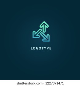 Arrow icon. Vector flat style illustration Abstract business logo template. Logo concept of Progress development, application, Business strategy, Geometric design element, delivery company.