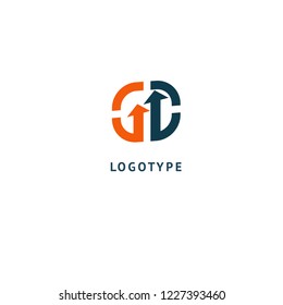 Arrow icon. Vector flat style illustration Abstract business logo template. Logo concept of Progress development, application, Business strategy, Geometric design element, delivery company.