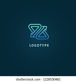 Arrow icon. Vector flat style illustration Abstract business logo template. Logo concept of Internet communications, marketing, Public Relations, technology, express delivery