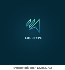 Arrow icon. Vector flat style illustration Abstract business logo template. Logo concept of Internet communications, marketing, Public Relations, technology, express delivery