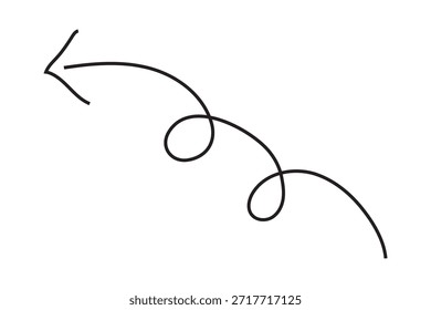 Vetor do ícone de seta. Sinal de ilustração de seta desenhada à mão. Elementos de esboço desenhados à mão em fundo branco.