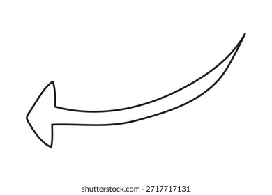 Vetor do ícone de seta. Sinal de ilustração de seta desenhada à mão. Elementos de esboço desenhados à mão em fundo branco.