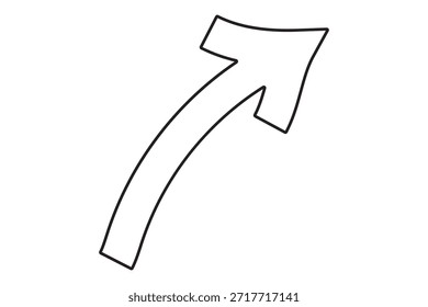 Pfeilsymbol, Vektor. Handgezeichnetes Pfeilzeichen. Handgezeichnete Skizzenelemente auf weißem Hintergrund.