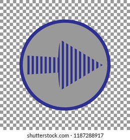 arrow icon, vector illustration. Blue arrow in grey circle