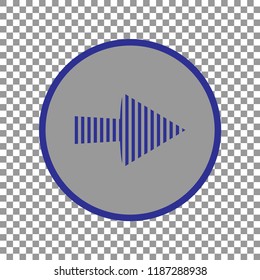 arrow icon, vector illustration. Blue arrow in grey circle